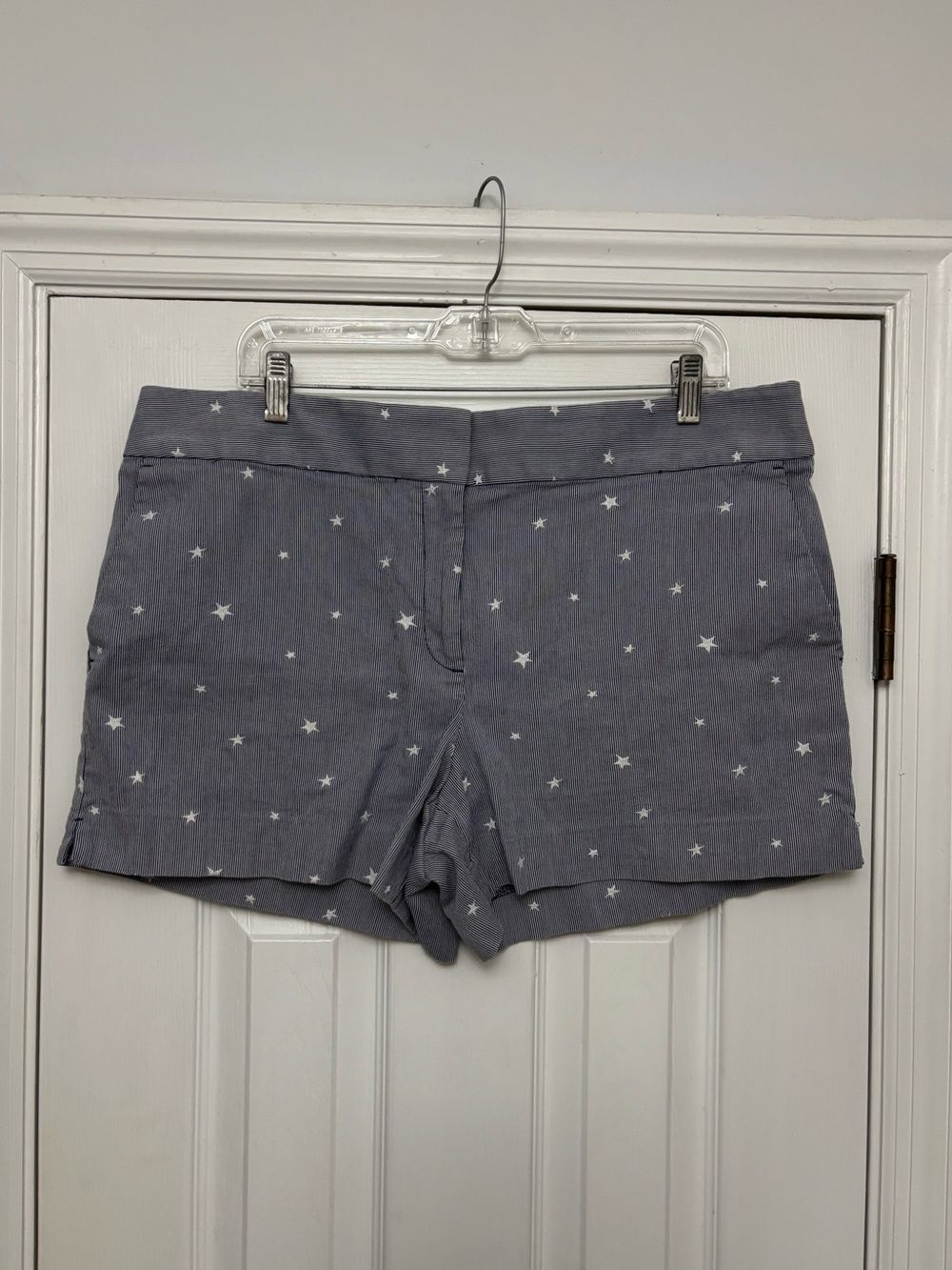 LOFT Riviera Star Print Shorts Blue White Striped Coastal Preppy Summer 14 - Picture 2 of 5